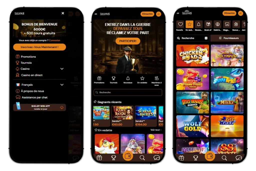 ShelbyWin Casino mobile application